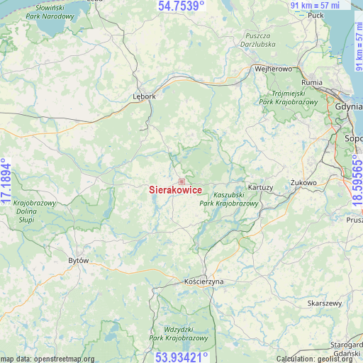 Sierakowice on map