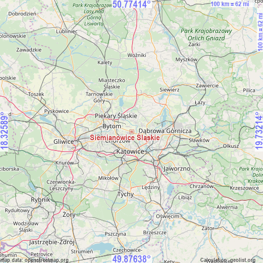Siemianowice Śląskie on map