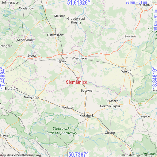 Siemianice on map