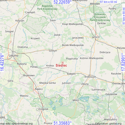 Siedlec on map