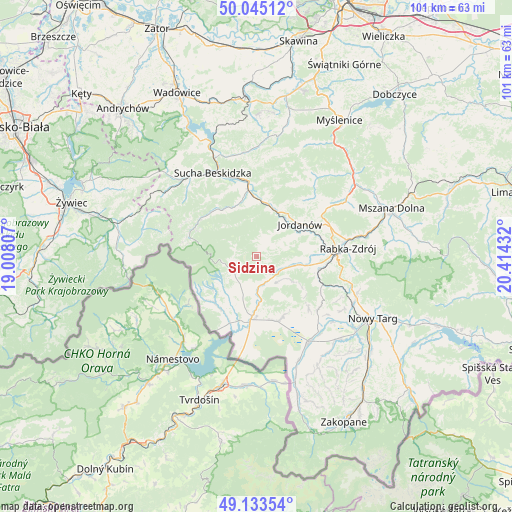 Sidzina on map