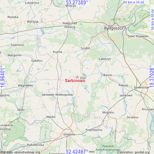 Sarbinowo on map