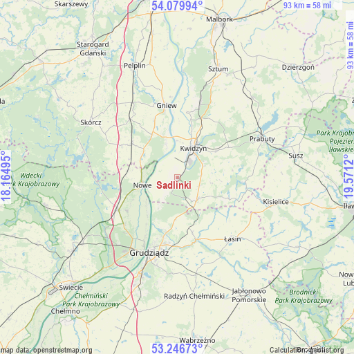 Sadlinki on map