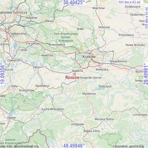 Rzozów on map