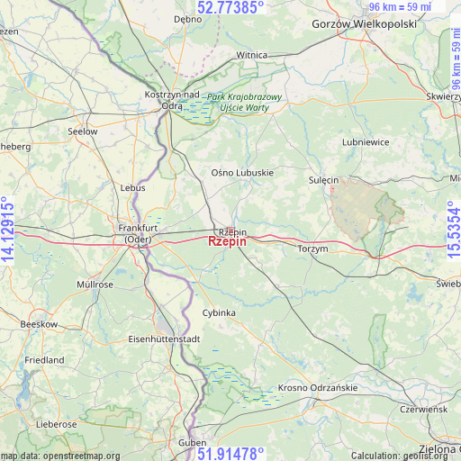 Rzepin on map