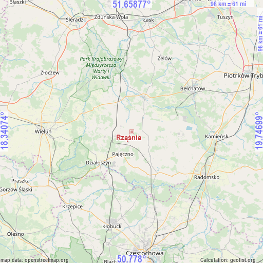 Rząśnia on map