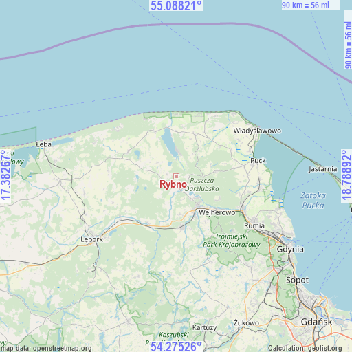 Rybno on map