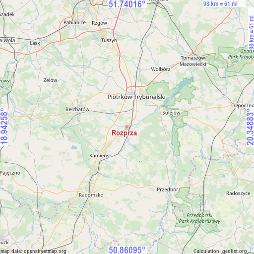 Rozprza on map