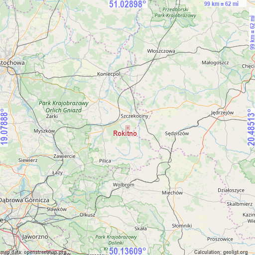 Rokitno on map