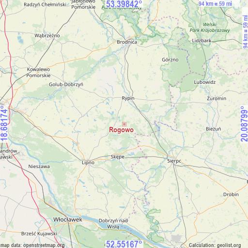 Rogowo on map