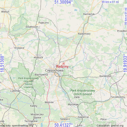 Rędziny on map