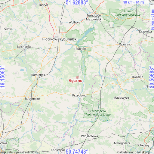 Ręczno on map