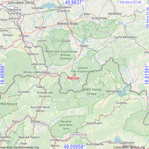 Rajcza on map