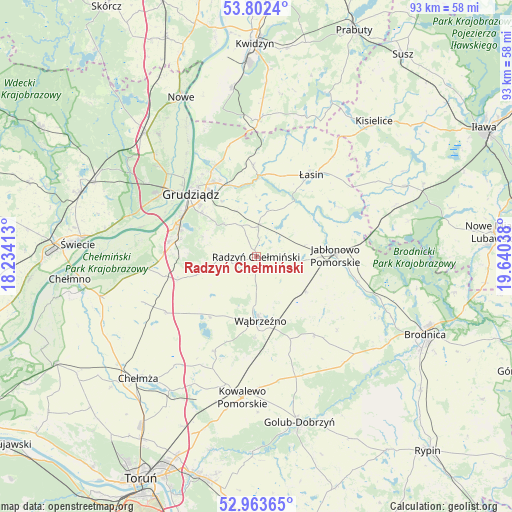 Radzyń Chełmiński on map