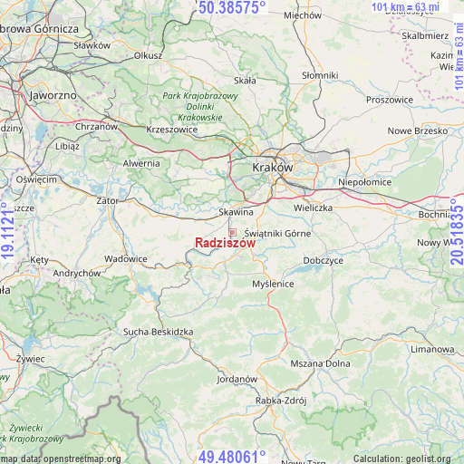 Radziszów on map