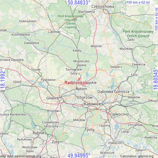Radzionków on map