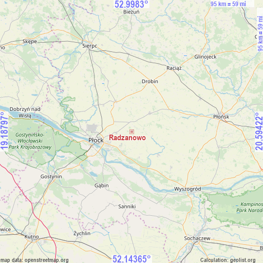 Radzanowo on map