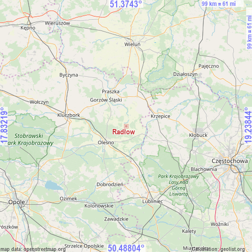 Radłow on map