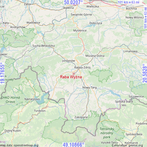 Raba Wyżna on map