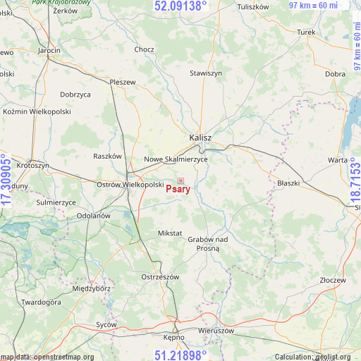 Psary on map