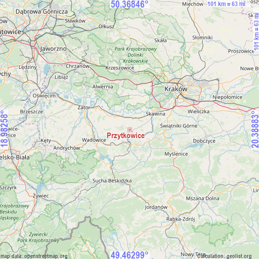 Przytkowice on map