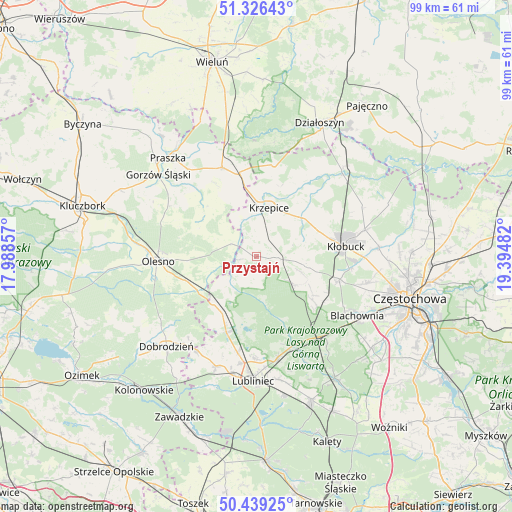 Przystajń on map