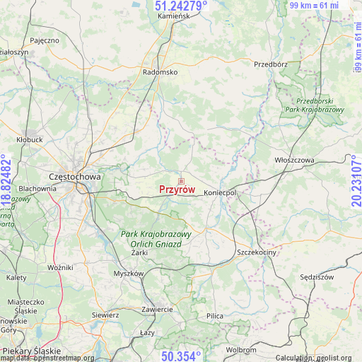 Przyrów on map