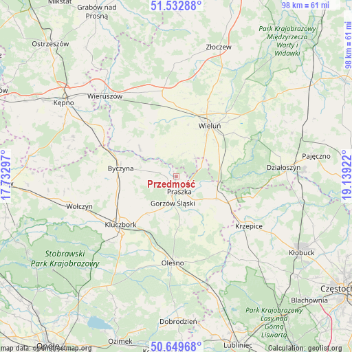 Przedmość on map