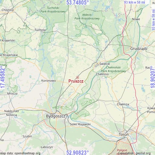 Pruszcz on map