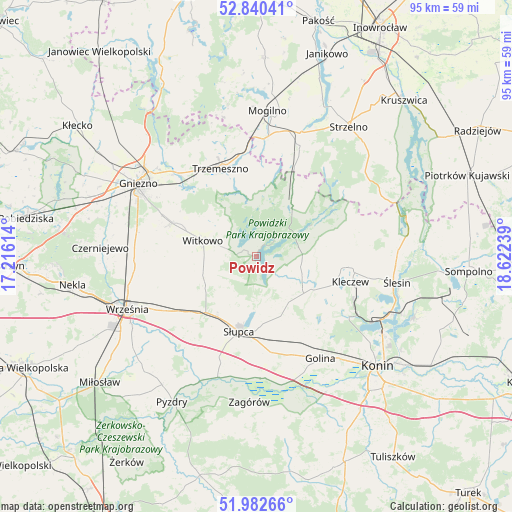 Powidz on map