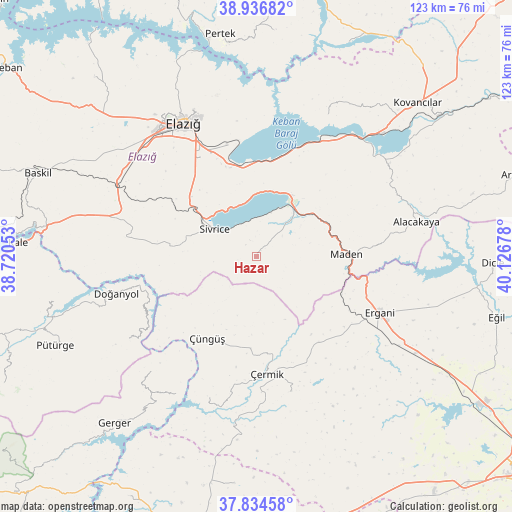 Hazar on map