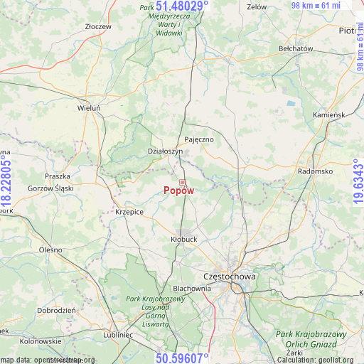 Popów on map