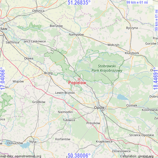 Popielów on map