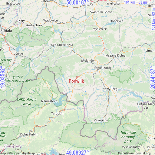 Podwilk on map