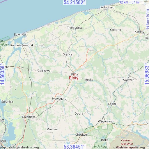 Płoty on map