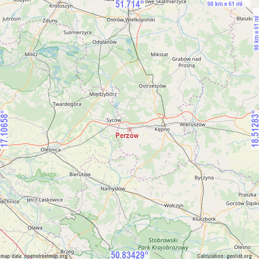 Perzów on map