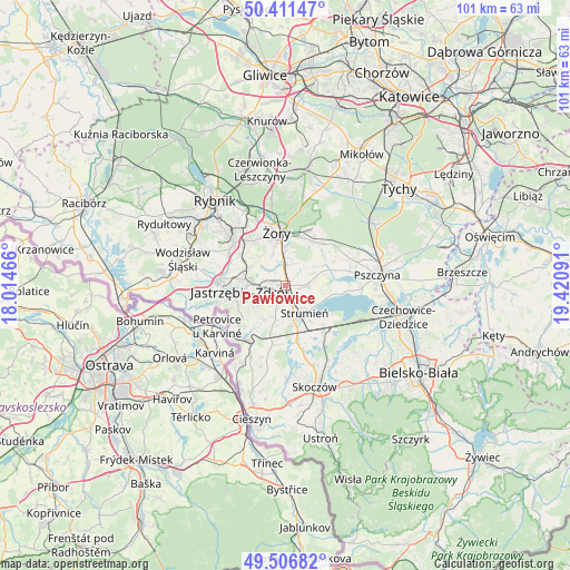 Pawłowice on map