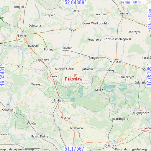 Pakosław on map