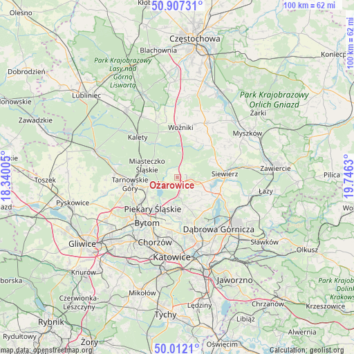 Ożarowice on map