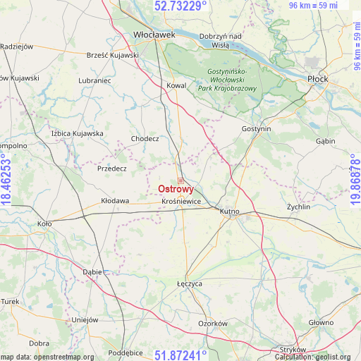 Ostrowy on map