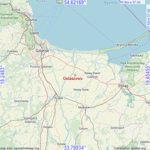 Ostaszewo on map