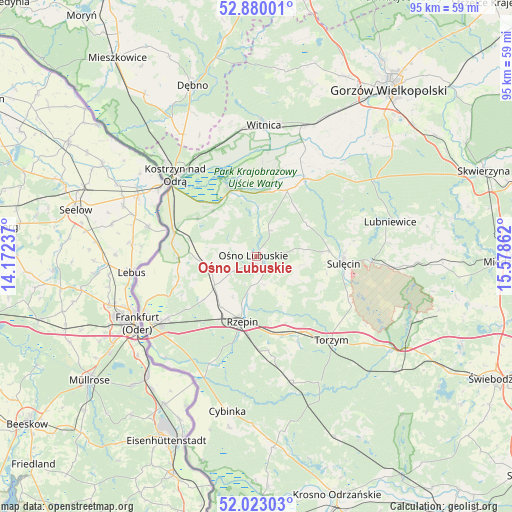 Ośno Lubuskie on map