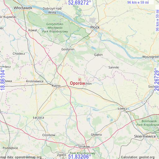 Oporów on map