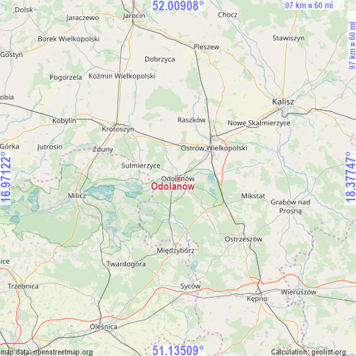 Odolanów on map