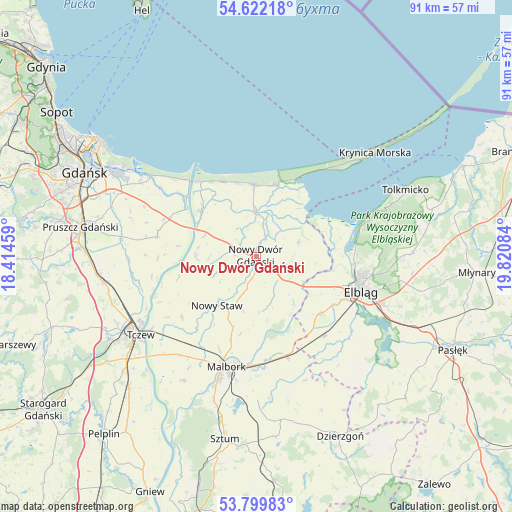 Nowy Dwór Gdański on map