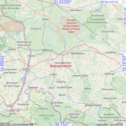Nowogrodziec on map
