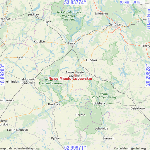 Nowe Miasto Lubawskie on map