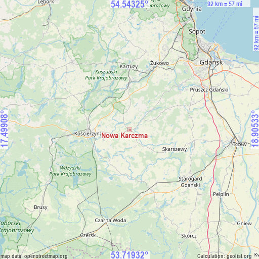 Nowa Karczma on map