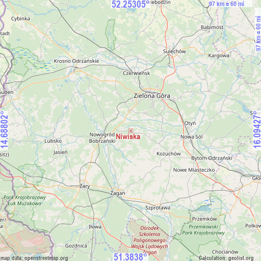 Niwiska on map