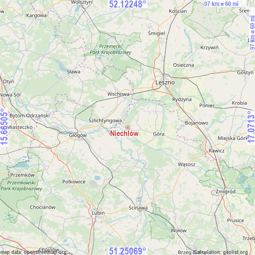 Niechlów on map